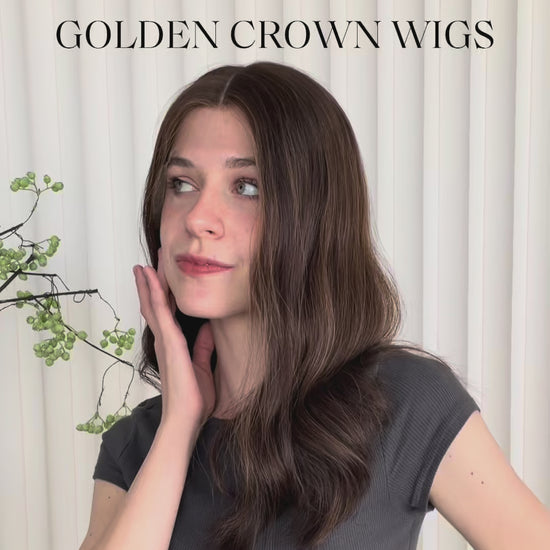 Lina Lace Top Base 100% Human Hair Wigs Model View GoldenCrownWigs.com