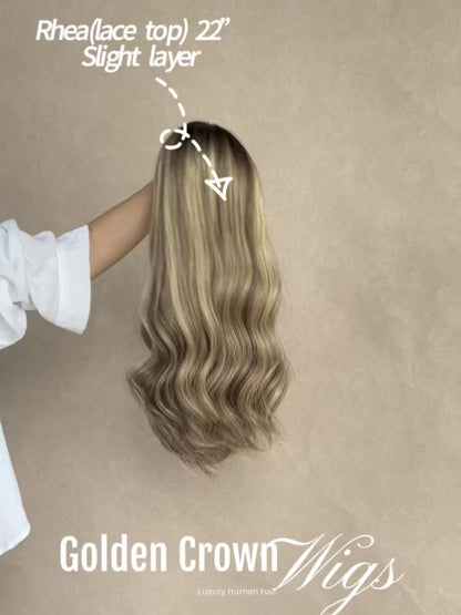 Rhea Lace Top Base 100% Human Hair Wigs (Slight Layer)