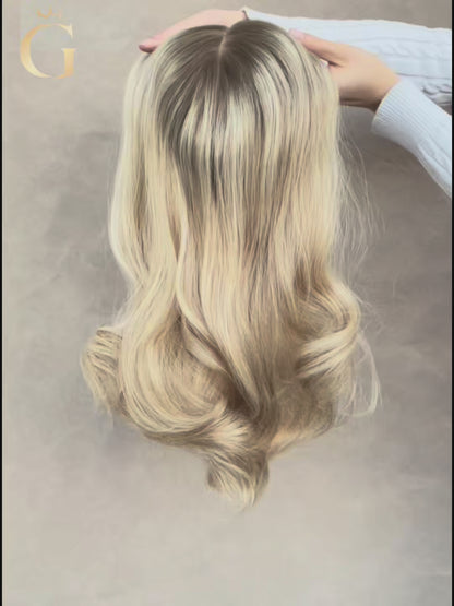 Zoe Lace Top Base 100% Human Hair Wigs Showcase GoldenCrownWigs.com