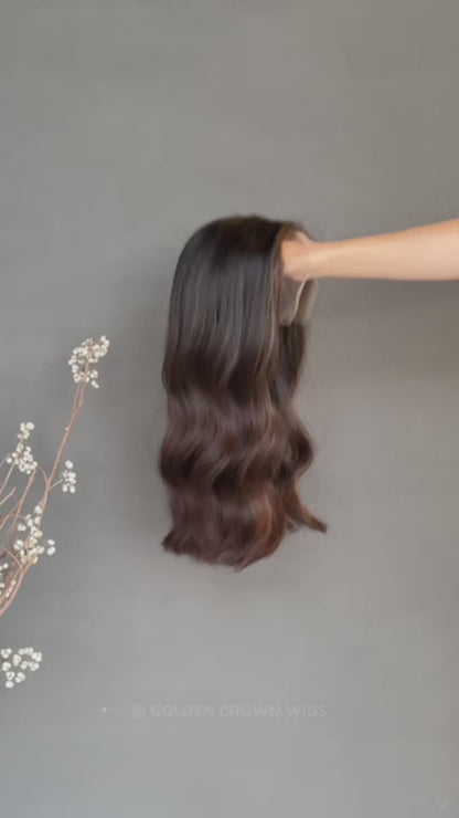 Natural Color 2-6hl6hl8 lace top showcase GoldenCrownWigs